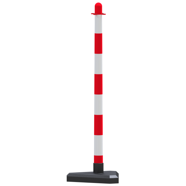 Plastic chain post |  40 mm, white / red | triangular foot